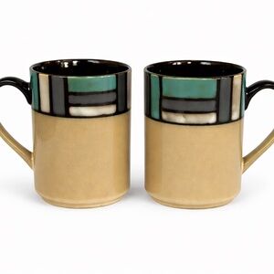 Gibson Designs Tabella Mesa Mosaic Stoneware Coffee Mugs 10 oz Set Of 2